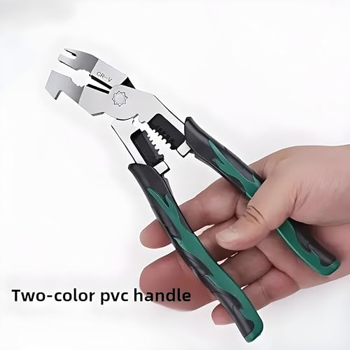 Image of XBEY Heavy-Duty Multi-Purpose Ammonium Steel Pliers with Non-Slip Jaws & Handle - Corrosion-Resistant, Sturdy Construction for Cutting, Shearing, Stripping, Tightening (Heavy Duty Green Plier)