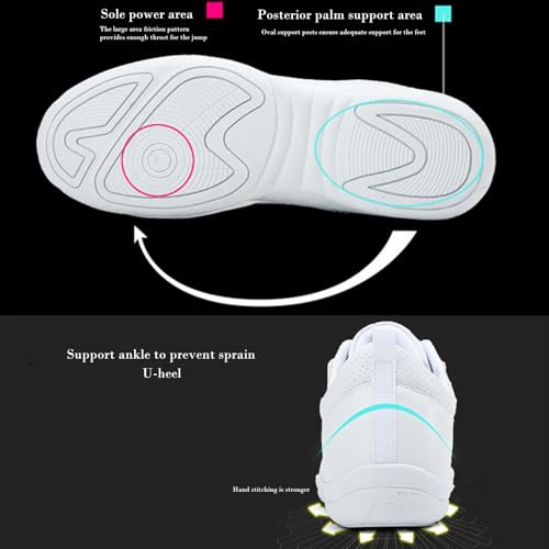 DADAWEN Girls White Cheer Shoes Youth Cheerleading Shoes Dance Athletic Training Tennis Lightweight Competition for Women Cheer Sneakers4