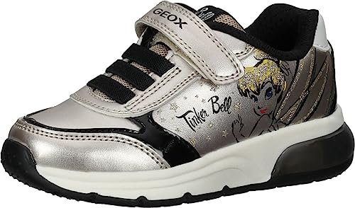 Geox J SPACECLUB Girl, Zapatillas para Niñas, Platinum/Black, 32 EU