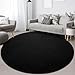 FlyDOIT Round Area Rugs for Bedroom Living Room, 4x4 Black Super Soft Comfy Thickened Memory-Foam Indoor Circle Carpet, Modern Aesthetic Minimalist Carpet for Boys Girls Adults Nursery Home Décor