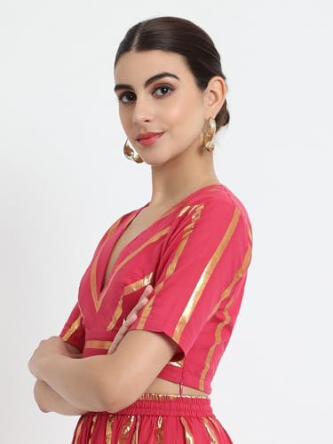 Image of Thevasa Women's Everyday Divine Depth V Neck Half Sleeves Blouse