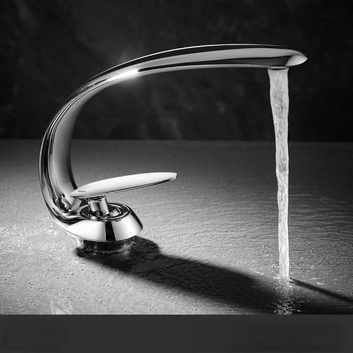 Mitigeur eau chaude froide design blanc pour salle de bains moderne