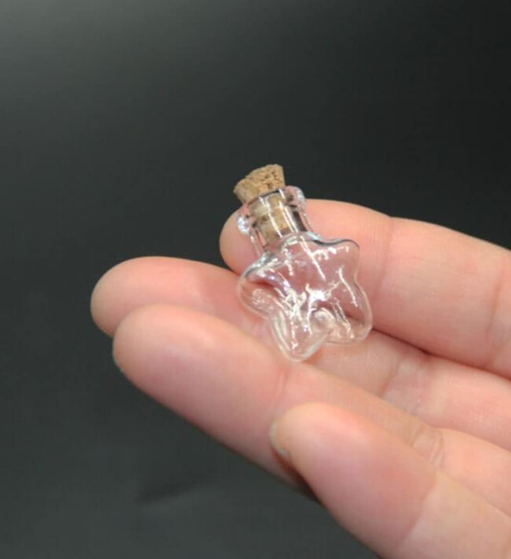 Small Mini Glass Bottles with Cork Stoppers Cute Star Shape Clear Tiny Glass Vials Wishing Drifting Bottle Corked Bottles for Party Wedding DIY Jewelry Making Miniature Altered Art,50 Pack