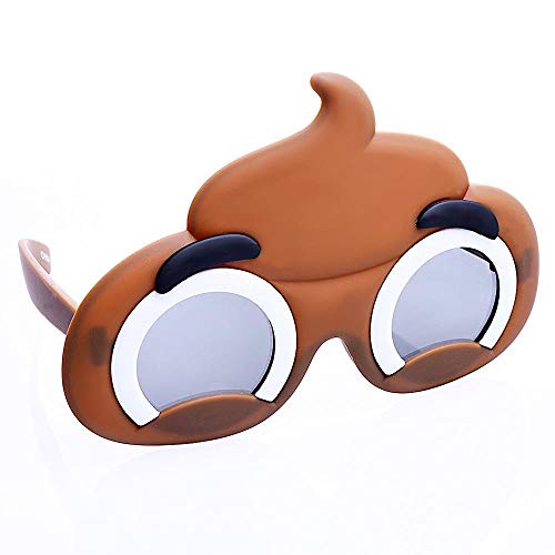 Image of Sun-Staches Poop Emoji Sunglasses, Novelty Costume Accessory | Poop or Rainbow Poop Emoji Sunglasses | Funny Costume Ready | Gift | 100% UV Protection | One Size Fits Most