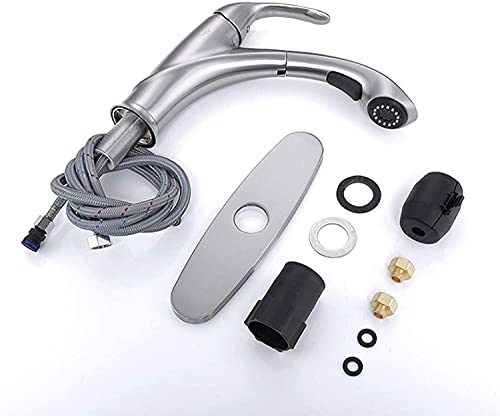 Robinet d'évier de cuisine à trou unique mitigeur extractible inox 360° - 8