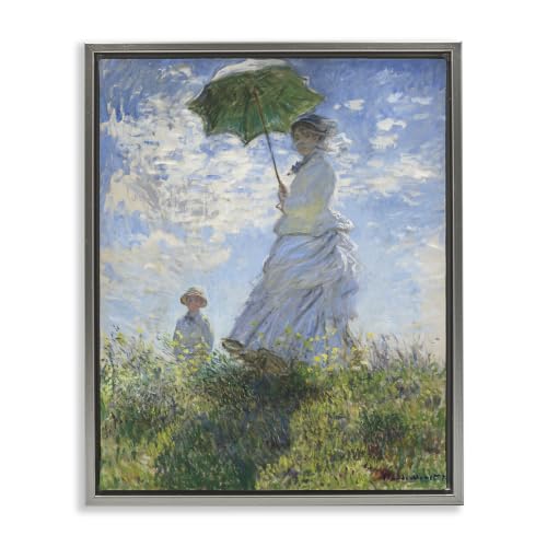 Stupell Industries Woman with a Parasol Classic Claude Monet Painting Floating Framed Wall Art, Design By one1000paintings, Grey Floater Framed, 16 x 20