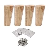 Pack of 4 Wood Furniture Parts Sofa Legs Oblique Tapered Wooden Furniture Legs 12cm Solid Wood Color