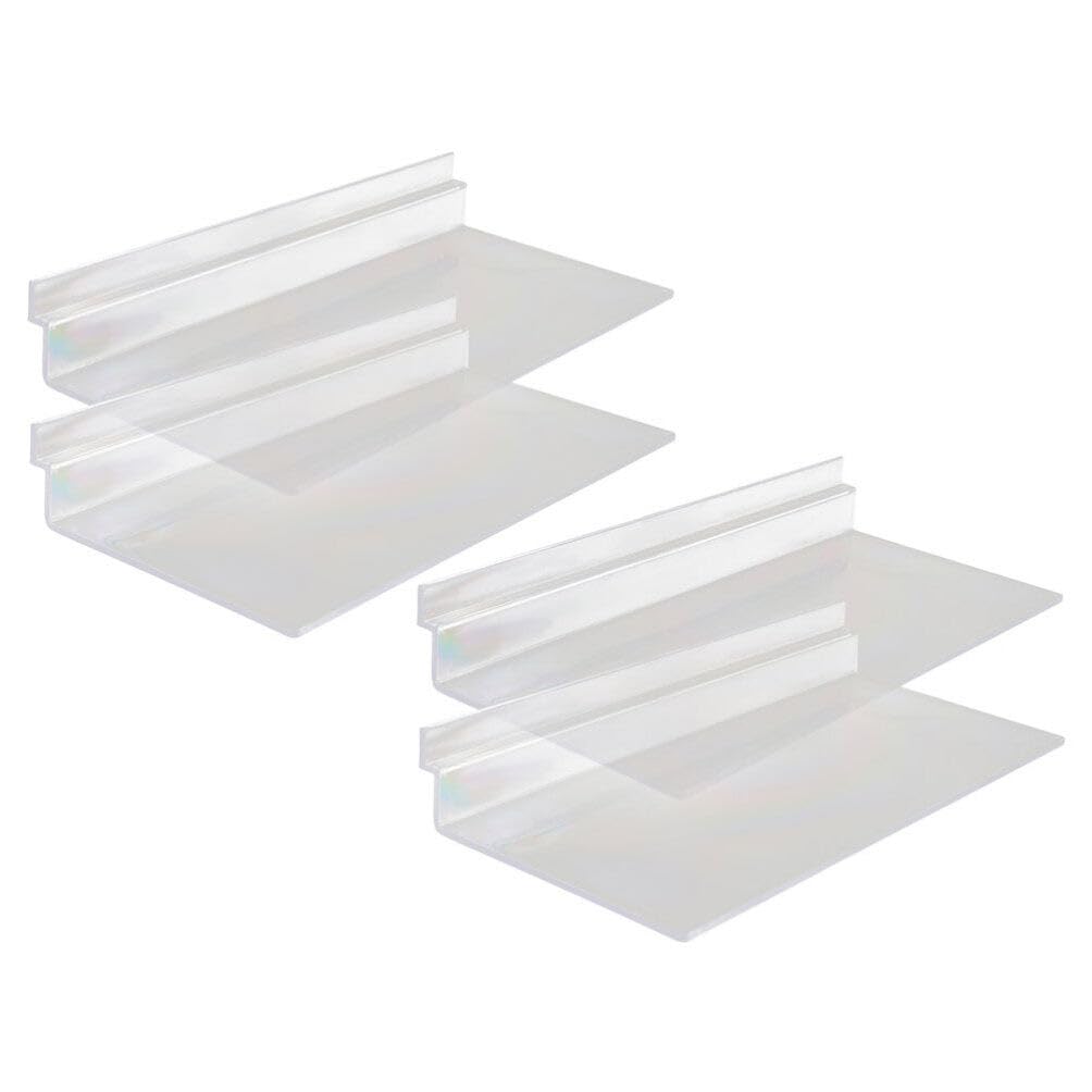 Housoutil Plastic White Shoe -Mounted Slatwall Shelves 4pcs Set for Retail Display
