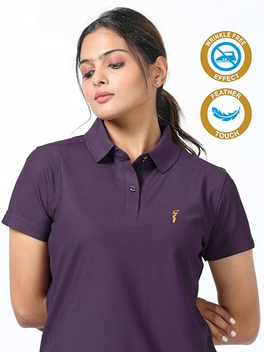 Image of STELLERS Women's Premium Polo T-Shirt, Regular Fit | Odour Resistant | Wrinkle Free | Quick Dry | Stretchable | Lightweight | Breathable | Sustainable | Anti-Static | Feather Touch Feel