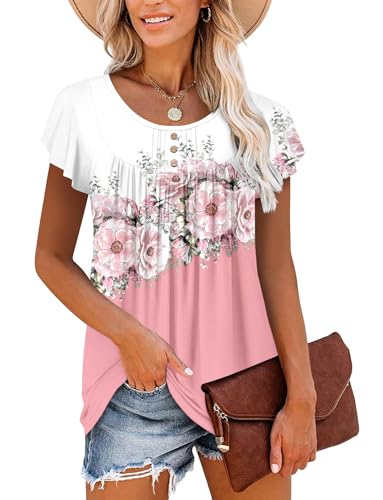 Bette Boutik Dressy Summer Tops Plus Size Beach Wear Plus Size Tunics For Women 3X Whitepink Xx-Large thumb #2