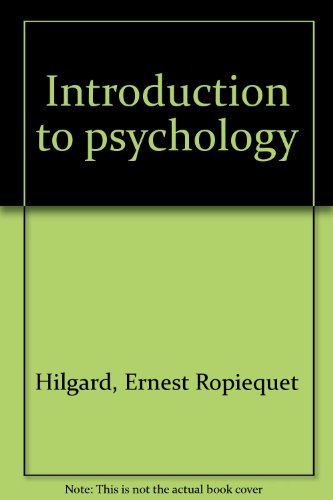 Introduction to psychology B0006BQDS6 Book Cover