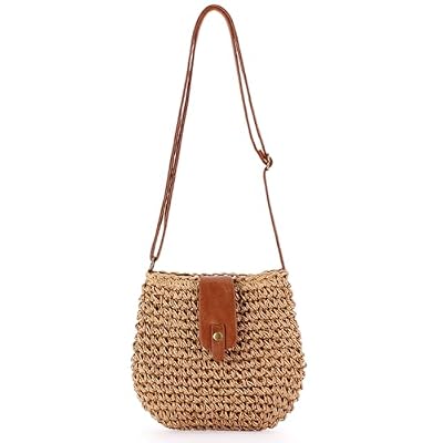 HTTDSLF Borsa a Tracolla da Spiaggia Estiva, Borsa in Paglia da Donna, Borse di Paglia Donna, Tracolla in Stile Bohémien Estivo, Borse di Viaggio da Spiaggia Crossbody Vacanze