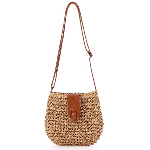 HTTDSLF Strohtasche für Frauen, Sommer Crossbody Tasche mit...