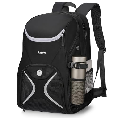 Bosynoy Bowling Ball Bag Bowling Backpack with Shoe Compartment Black