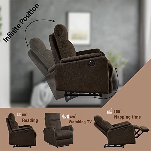 Sillón reclinable madera marrón con control eléctrico miniatura 3