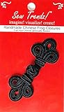 SEW TRENDZ Handmade Chinese Frogs Closures Buttons Hook & Eye Sewing Coats Capes Jackets Renaissance Costumes -Black Color-Double Three Loop Braid Design- Small Size- 3' x 1.25'- 1 Pair/Pack
