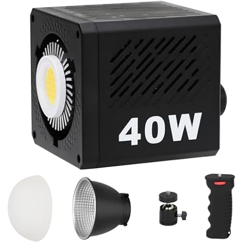 NULBOFU 40W LED Video Light,Portable Continuous Output Lighting,COB Bi-Color 2500K~6500K,CRI≥95,9 FX Special Effects Modes,3400mAh Battery for Studio Shooting,YouTube,TikTok,Vlog,Live Stream Cover