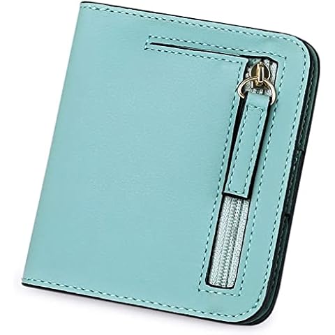 GAEKEAO Womens Wallet Small Leather Wallet for Women Bifold Card Holder RFID Blocking Ladies Wallet Mini Purse Pocket with ID Window, Light blue, Modern Cover