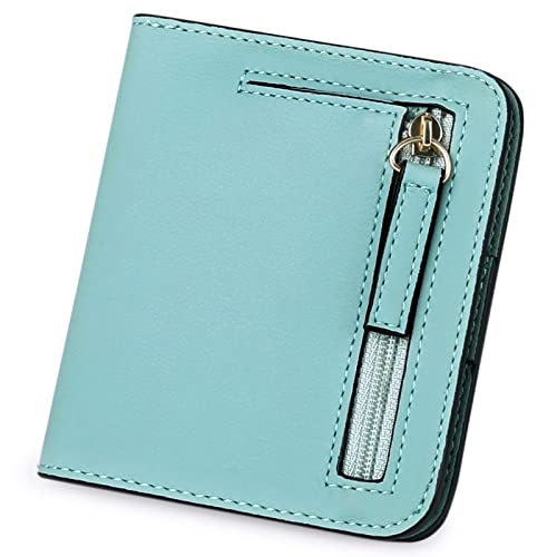 GAEKEAO Damen-Geldbörse, kleine Ledergeldbörse für Frauen, faltbar, Kartenhalter, RFID-blockierend, Damen-Geldbörse, Mini-Geldbörse, Tasche mit Ausweisfenster, hellblau, Modern Cover