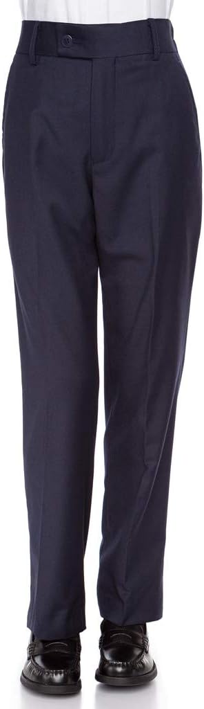 Giovanni Uomo Boys Husky Flat-Front - Slim fit Dress Slacks Poly Rayon Navy 16-Husky