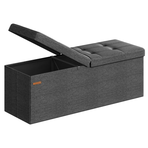 Image of SONGMICS 43.3 Inches Storage Ottoman, Foldable Bench with Flipping Lid