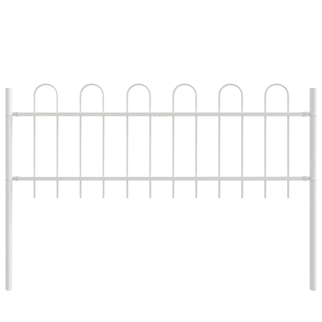 Garden Fence 4 Pcs White 6.8 x 0.6 m Powder-Coated Steel Outdoor Decorative Border Panel for Yard Garden Terrace Boundary Definition Weather Resistant Durable