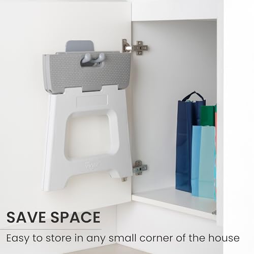 Image of Vigar Compact Foldable Step Stool, 10-1 /2-Inch, Gray