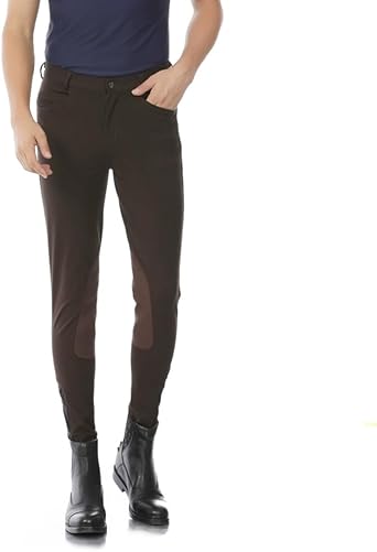 Mens Knee Patch Show Equestrian Breeches Horse Riding Pants Zipper Pockets Horseback Riding Clothes