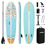 EVERSEA Stand-Up Paddle Boards, 10 ft Inflatable Paddle Board with SUP Accessories, Non-Slip Deck, Dual PVC Layer, Memphis Style Pattern, 31 in Wide Stable All-Around Paddleboard for Adults (Rigid)