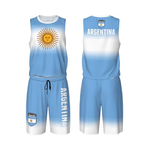 DABOYOZHZH Argentina Flag (2) Basketball Uniform Suit for Men Team Training Athletic Gradient Jersey