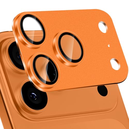 Image of PreCure for iPhone 17 Pro Camera Lens Protector - [12FT Shatterproof Military Grade] [Strong Adsorption] 9H+ Tempered Glass Full Camera Protective Cover | Case Friendly | Cosmic Orange
