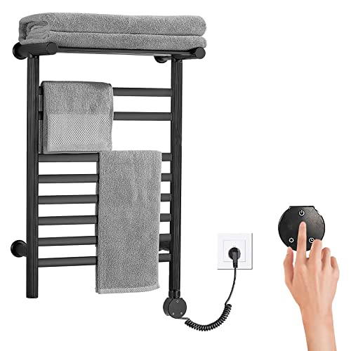 Calentador de Toallas, toallero eléctrico Recto, radiador toallero eléctrico con Estante, para Calentar y secar Toallas, Albornoces y Ropa (A)