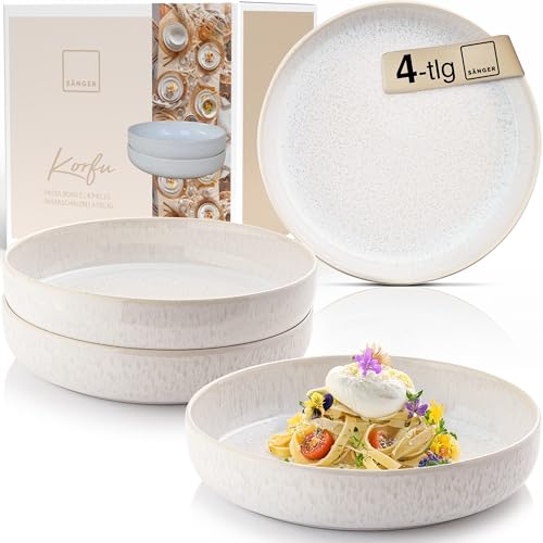 Sänger Korfu | Steingut Pastaschalen 4 tlg, Nudel Schalen Set 4...