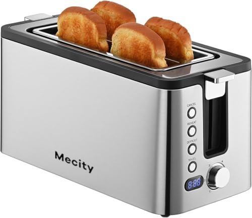 Mecity 4 Slice Toaster, Long Slot Toaster With Countdown Tim...