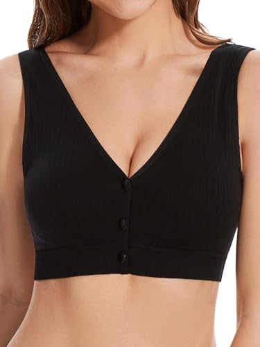 Image of Angelhood Front Close Wireless Bras for Women, Smoothing Padded Bralette, Comfortable Snap Closing Bras, 4 Pack