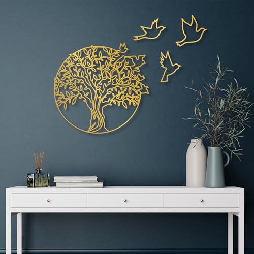 Objet mural décoratif en métal doré moderne de 61 x 56 cm