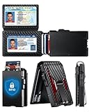 [High-Capacity] Wallet for Men with 2 ID Windows, 15-18 Credit Card Holder, Smart Pop-Up Bifold RFID Blocking Metal Case, Tactical Compact Wallet, Money Clip, Birthday Gifts for Him, Mens Front Pocket