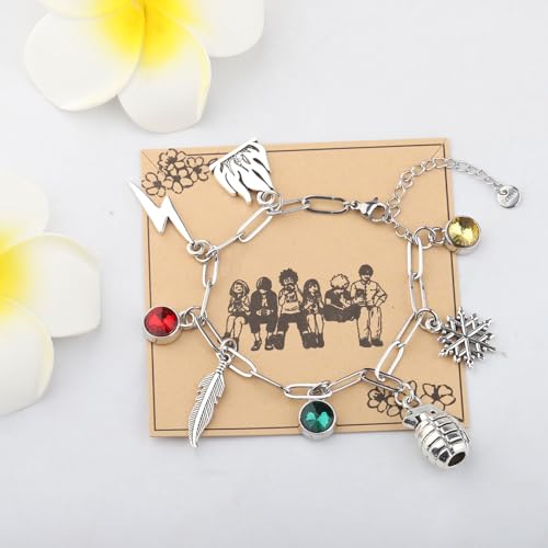 MAOFAED Japan Anime Charms Bracelet, Paperclip Chain Bracelet for Men Women, Anime Lover Gift(herolink)4