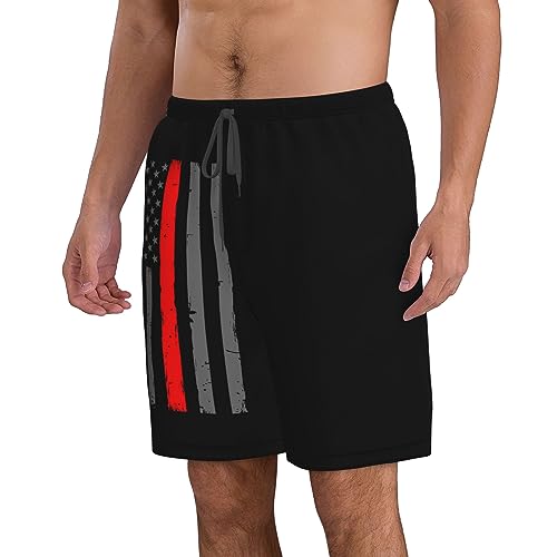 Mens Swim Trunks Thin Red Line Firefighter Flag Beach Trunks Quick Dry Swim Shorts Swimwear Bathing Suits2