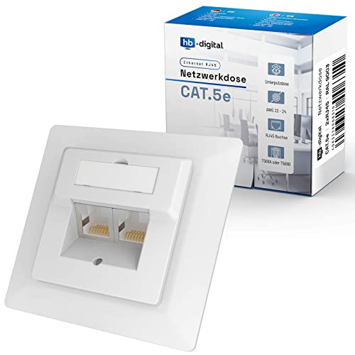 hb-digital 1x CAT 5e Network Socket for CAT.7 CAT.6A CAT.6 CAT.5 ...