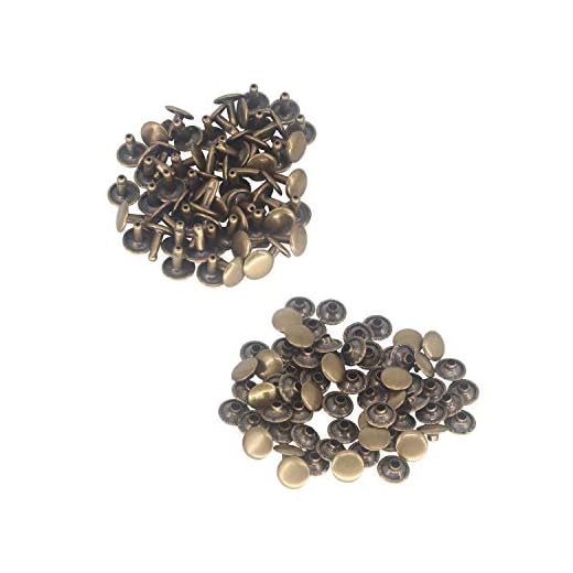 Trimming Shop Doble Tapa Tuercas Oro Rosado Remaches Tubulares para Bolsas, Correas, Leathercraft, Perro Cuello, Costura, Decoración, Zapatos, Ropa Reparación - Bronce, 4mm