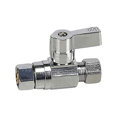 Image of Midline Valve 27-GT38-OM-5 Water Supply Stop Valve with Quarter Turn HANDLE ; One Piece Design; 3 /8 in. FIP x 3 /8 in. MIP; Chrome Plated Brass (5 Pack)