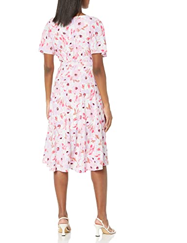 Anne Klein Women's Printed Flutter Slv Sash Dress, Lavender/Lavender #TOP1