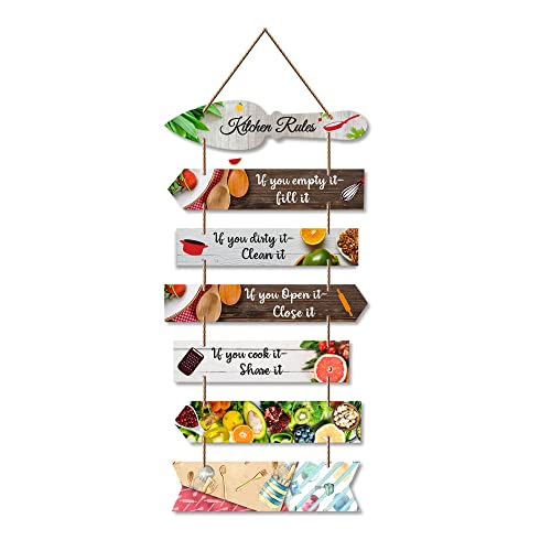 Image of Artvibes Kitchen Rules Printed MDF Wooden Wall Art For Cafe | Kitchen | Restaurants | Quotes Decor Item | Kitchen Quotes Wall Hanging | Wall Sculpture | Signs & Plaques | Gift Items (WH 7004N)