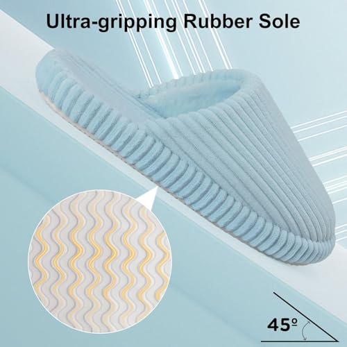 Image of Women Arch Support Slippers - House Bedroom Slippers for Woman, Orthopedic Shoes for Plantar Fasciitis, Corduroy Closed Toe Ladies Slides Outdoor 5-10.5
