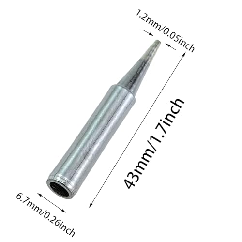 Image of 6PCS Soldering Iron Tips with a Tip Diameter of 0.05 Inch 900M T B Model Featuring Round Tips in Silver Color for Fine Soldering Work