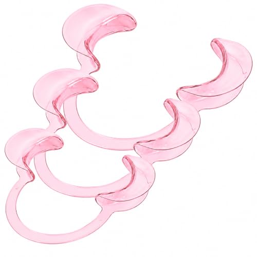 Image of Dental Cheek Retractor C Shape Mouth Opener Size S,M,L, Pack of 3 (Pink, 3PCS-S /M /L)