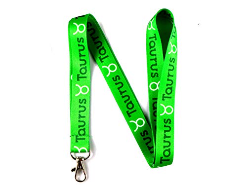 Zodiac Sign Taurus Lanyard Keychain w/ Metal Clasp - Horoscope Astrology Taurus ID Lanyard for Keys Badges Whistle - Astrology Signs ID Holder Keychain for Women Men Kids Gifts (1 Lanyard)