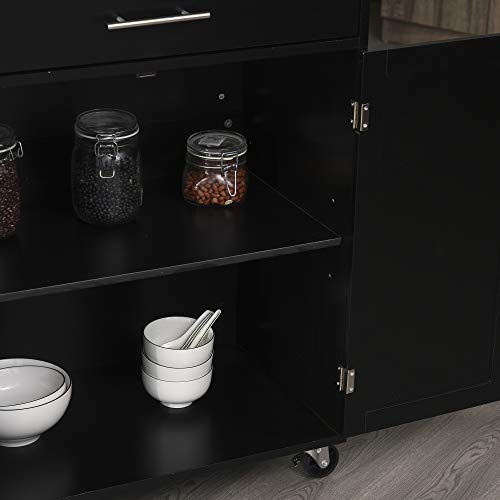 image for HOMCOM Wooden Kitchen Large Storage Island on 360° Swivel Wheels Cart