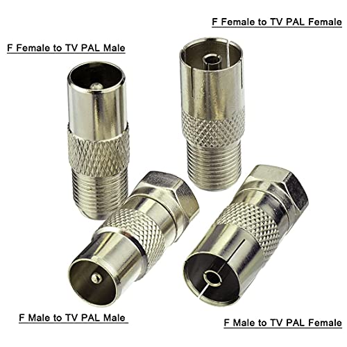 Superbat F Female/Male To Tv Pal Male/Female Rf Coaxial Adapter Connectors Kit 4 Pcs #TOP1